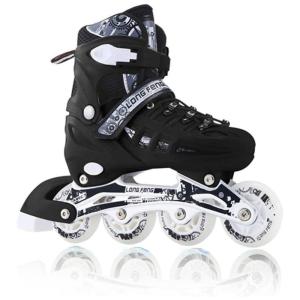 Patins Regulável e Ajustável para Crianças e Adolescentes, Tam BR 33 a 36, Long Feng, Preto