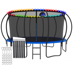 Cama Elastica Capacidade até 635 kg com Luz LED e Cesta de Basquete, CITYLE, Azul