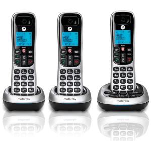 Telefone sem Fio, com bloqueio de chamadas e secretária eletrônica, 3 unidades, prata, MOTOROLA CD4013, Prateado