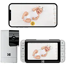 Babá Eletrônica Monitor Inteligente com Câmera Wi Fi HD Visão Notura e Uso no APP, KODAK C525P, Branco