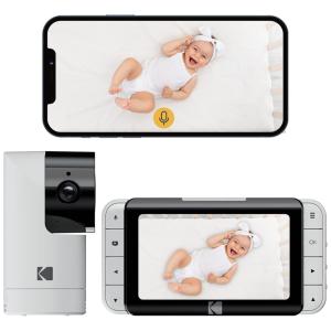 Babá Eletrônica Monitor Inteligente com Câmera Wi Fi HD Visão Notura e Uso no APP, KODAK C525P, Branco