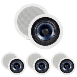 Caixas de embutir no teto Polk Audio RC80i 2 vias redondas 8" branco para ambientes internos e úmidos 100W (kit com 4 unidades)