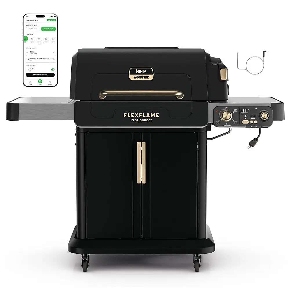 Grill Ninja FlexFlame PG305 ProConnect Sistema Inteligente 5-em-1 Preto/Dourado 120V