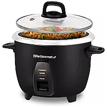 Panela Elétrica de Arroz, 2,3 L, 400W, preta, 110v, ELITE GOURMET ERC 2010B, Preto
