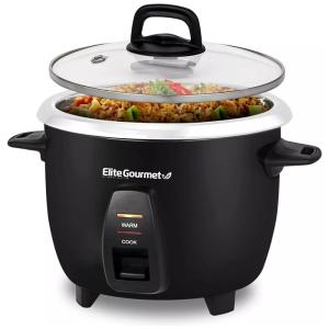 Panela Elétrica de Arroz, 2,3 L, 400W, preta, 110v, ELITE GOURMET ERC 2010B, Preto