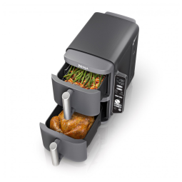 Fritadeira de Ar Air Fryer Dupla 9,3 Litros com Tecnologia DoubleStack Cozinha 4 Alimentos Simultaneamente, 110V 1690W, Ninja SL401, Cinza