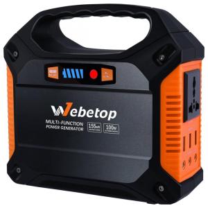 Estação de Energia Portátil 150W Saída AC 110V 3 Portas DC 12V e 3 Portas USB Luz LED Silencioso