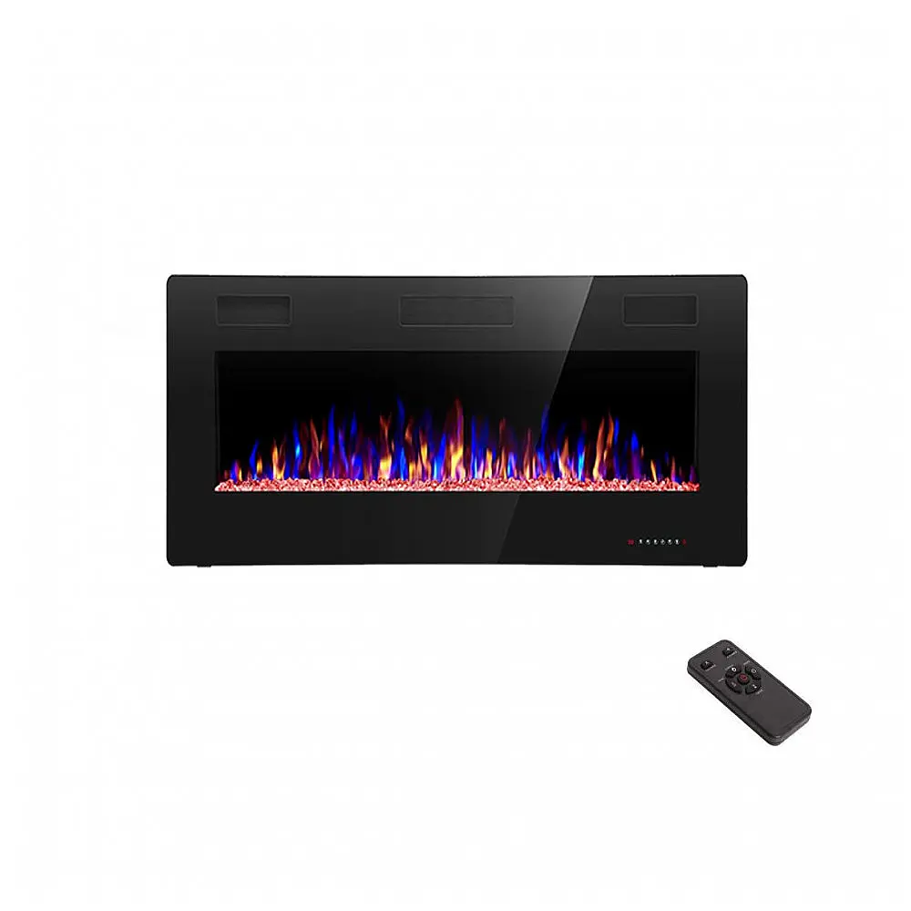 Lareira Elétrica R.W.FLAME 91x46cm 1500W Chamas LED Touch Embutir 110V