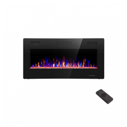 Lareira Elétrica de Embutir A45x91L, com Controle Remoto e Luz de LED Tela Sensível ao Toque, 500W, 110v, R.W.FLAME 1, Preto