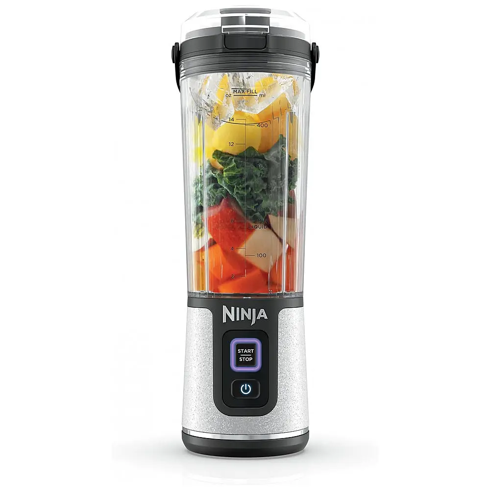 Liquidificador Portátil Ninja Blast, Sem Fio, Recipiente 530ml, Tampa Antivazamento com Bico, Glitter Branco, BC152GL, 7.
