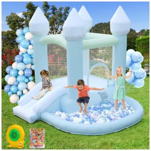 Casa de Pulso Azul FOOING, Pula-Pula Inflável com Motor de Ar, Castelo Pula-Pula com Piscina de Bolinhas para Festas, Casamentos