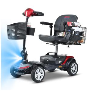 Cadeira de Rodas Elétrica Metro de 4 rodas, Capacidade de 136 kg, Dobrável e Leve, para Adultos e Idosos, Alcance de 16 km, Com Luz LED.