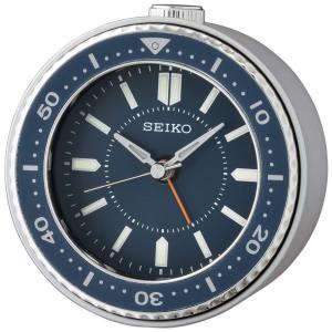 Relógio Despertador de Mesa Analógico e Moderno, a Bateria, Seiko Mai Heritage, Azul e Prata