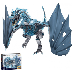 Kit de Construção Dragão Ocidental com 1889 Peças para 8 Anos ou mais, LEBLOCK, Azul