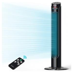 Ventilador de Torre com 3 Velocidades, Controle Remoto e Tela LED, 110V 35W, WOWDSGN TF 3608R, Preto