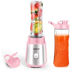 Liquidificador Portátil 590mL com Garrafa Esportiva, 350W, HERRCHEF, Rosa