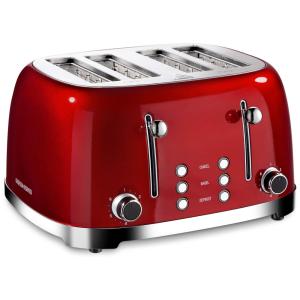 Torradeira, com 4 fatias, 1650W, vermelha, 110v, REDMOND, Vermelho