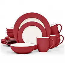 Aparelho de Jantar Noritake 16 Peças Cerâmica Vermelho, Redondo, Elegante e Sem BPA para Todas as Ocasiões