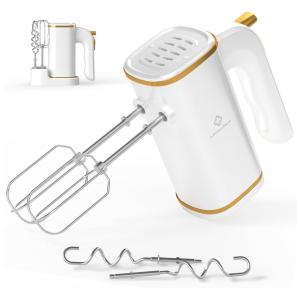 Batedeira de Mão com 5 Velocidades e Acessórios de Aço Inox, 400W, 110v, LINKCHEF Hand Mixer,, Branco