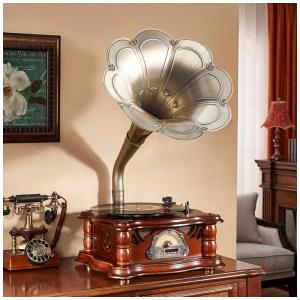 Gramofone Toca Discos Retrô com Entrada USB, Rádio FM e Bluetooth, Artisam 1807, Marrom