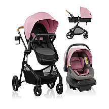 Sistema de Viagem Evenflo Pivot NXT com Bebê-Conforto LiteMax NXT 1,4–13,6 kg Carrinho Modular 6 Modos Rosa