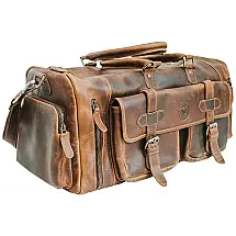 Bolsa de Viagem Masculina Clássica de Couro, HUNT COUNTRY, Marrom