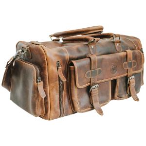 Bolsa de Viagem Masculina Clássica de Couro, HUNT COUNTRY, Marrom