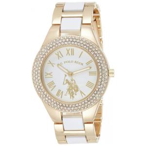 Relógio An de qartzo analógico feminino com alça de liga, 19, U.S. POLO ASSN. USC40218AZ, Dorado