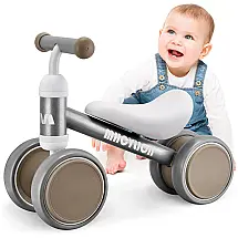 Bicicleta sem Pedal com 4 Rodas para Crianças de 1 a 2 Anos, MHCYLION, Cinza
