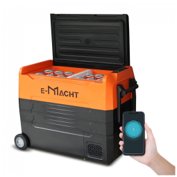 Geladeira Portátil 49L com Controle de Aplicativo e Luz LED, 12 24 V DC e 100 240 V AC, CARSTY, Preto