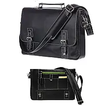Viosi Bolsa, Pasta de Couro Masculina para Laptop, Preta