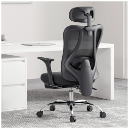 Hbada Cadeira de Escritório Ergonômica Giratória e Ajustável com Apoio 2D, Preta