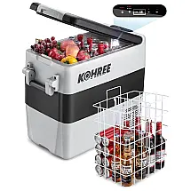 Cooler, Geladeira Elétrica Automotiva 50L Portátil, 12, 24V DC 110, 240V AC, KOHREE HY1905 M, Cinza