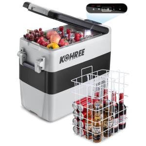 Cooler, Geladeira Elétrica Automotiva 50L Portátil, 12, 24V DC 110, 240V AC, KOHREE HY1905 M, Cinza