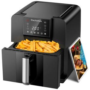 Fritadeira Elétrica AirFryer sem Óleo 6L com Painel Digital Inteligente, 1700W, 110v, ELECHOMES AG61B, Preto