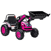 Escavadeira Elétrica Infantil a Bateria 6V com Som Realista, 2 Velocidade e Faróis, Aosom, Rosa