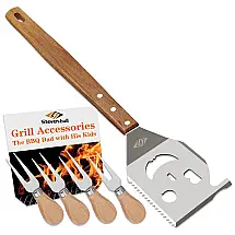 Kit Churrasco na Grelha 7 Peças de Aço Inoxidável, STEVEN BULL S, Prateado