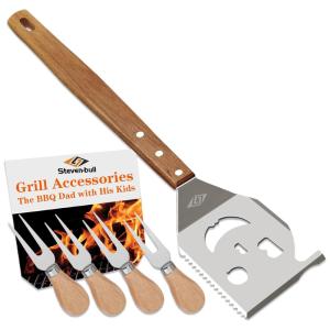 Kit Churrasco na Grelha 7 Peças de Aço Inoxidável, STEVEN BULL S, Prateado