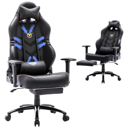 Cadeira Gamer Ergonômica com Apoio 3D para os Pés, até 158 kg, COLAMY, Preto