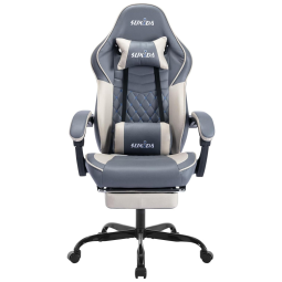 Cadeira Gamer Ergonômica com Apoio para Lombar e Cabeça, SUKIDA, Azul Acinzentado
