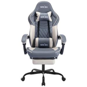 Cadeira Gamer Ergonômica com Apoio para Lombar e Cabeça, SUKIDA, Azul Acinzentado