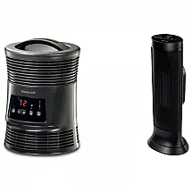 Kit Aquecedor Elétrico de Torre e Aquecedor de Cerâmica com 2 Modos, 1500W 110V, Honeywell HHF370B, Preto