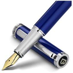 BEILUNER GB 000 Caneta Tinteiro com Escrita Suave Ponta Média e Estojo, Azul