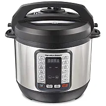 Panela de Pressão Elétrica 8L com 12 Predefinições e Aço inoxidável, 110V 1200W, HAMILTON BEACH 34508, Cinza