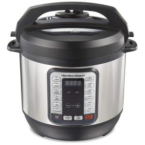Panela de Pressão Elétrica 8L com 12 Predefinições e Aço inoxidável, 110V 1200W, HAMILTON BEACH 34508, Cinza