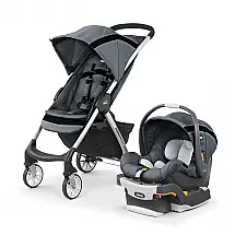 Carrinho de Bebê Travel System com Encosto Reclinável em 3 Posições e Ajuste Fácil com Uma Mão, Chicco Mini Bravo Sport, Cinza