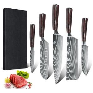 Conjunto de Facas Profissionais em Aço Inoxidável com Estojo, 3 Peças, WILDMOK, Dfito, Amarelo