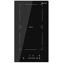 Cooktop Elétrico de Indução 12" 30cm para Embutir com 2 Queimadores, em Vidro Cerâmico, 220V 3500W, SINGLEHOMIE IXFD005US, Preto