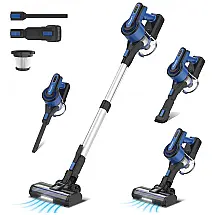 Aspirador de Pó Multifuncional POWEART sem Fio com Acessórios e Sucção Potente 26000PA, 110V 350W, Azul