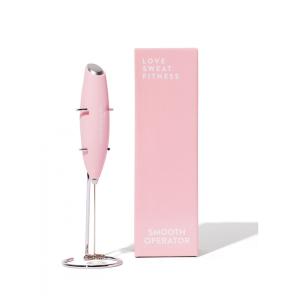 Espumador Elétrico de Leite em Aço Inoxidável a Bateria com Suporte, LOVE SWEAT FITNESS 1, Rosa